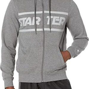 Starter Mens Grey Striped Heather Full Zip Hoodie Sweatshirt Size Small